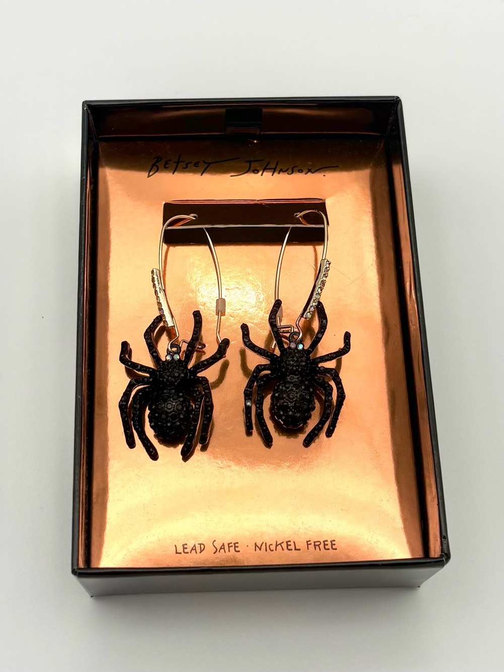 Betsey Johnson Black Spider Dangle Earrings